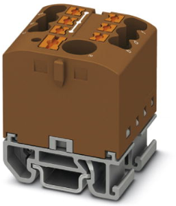 Distribution block, push-in connection, 0.14-4.0 mm², 7 pole, 24 A, 8 kV, brown, 3274176