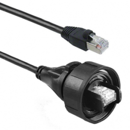 Patch cable, RJ45 plug in housing, straight to RJ45 plug, straight, Cat 6A, S/FTP, PVC, 3 m, black