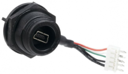 USB 2.0 Adapter cable, mini USB plug type B to crimp connector 5 pole, 107 mm, black