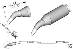 Soldering tip, conical, Ø 1.2 mm, C130403