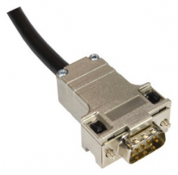 D-Sub connector housing, size: 3 (DB), straight 180°, cable Ø 4 to 12 mm, thermoplastic, shielded, silver, 09670250446