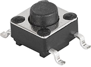 Short-stroke pushbutton, 1 Form A (N/O), 50 mA/12 VDC, unlit , actuator (black), 1.6 N, THT