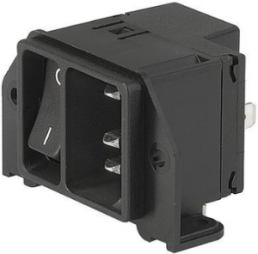 Plug C14, 3 pole, screw mounting, PCB connection, black, DC21.0021.1111.21