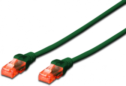 Patch cable, RJ45 plug, straight to RJ45 plug, straight, Cat 6, U/UTP, PVC, 2 m, green