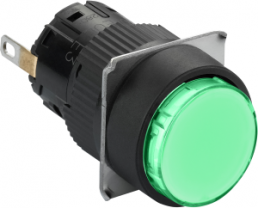 Signal light, illuminable, waistband round, green, front ring black, mounting Ø 16 mm, XB6EAV3BP