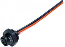 Sensor actuator cable, M12-flange socket, straight to open end, 4 pole, 0.2 m, 12 A, 09 0632 321 04