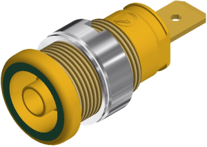 4 mm socket, flat plug connection, mounting Ø 12.2 mm, CAT III, yellow/green, SEB 2620 F6,3 GN/GE