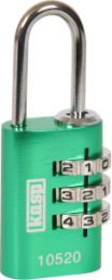 Combination lock, level 2, shackle (H) 21 mm, green, steel, (B) 20 mm, K10520GRED