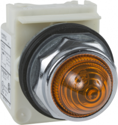 Signal light, illuminable, waistband round, orange, front ring silver, mounting Ø 30 mm, 9001KP35LYA9