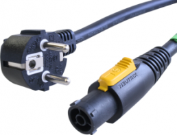Device connection line, Europe, plug type E + F, angled on powerCON jack, straight, H05VV-F3G1.5mm², black, 1 m