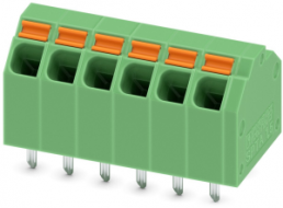 PCB terminal, 6 pole, pitch 3.81 mm, AWG 26-16, 9 A, spring-clamp connection, green, 1751516