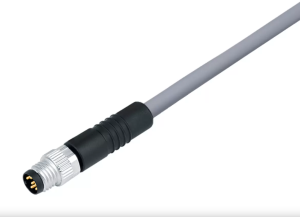 Sensor actuator cable, M8-cable plug, straight to open end, 3 pole, 2 m, PVC, gray, 4 A, 79 3405 42 03