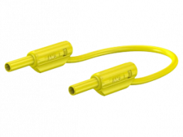 Measuring lead with (2 mm plug, spring-loaded, straight) to (2 mm plug, spring-loaded, straight), 0.3 m, yellow, PVC, 0.5 mm², CAT II