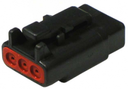 Plug, unequipped, 3 pole, straight, 1 row, black, DTM06-3S-E004