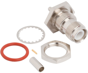 TNC socket 50 Ω, RG-174, RG-188, RG-316, LMR-100A, Belden 7805A, RG-174LL, crimp connection, straight, 031-6110