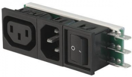 Combination element C14 + F, 3 pole, snap-in, plug-in connection, black, 6431.0053.15
