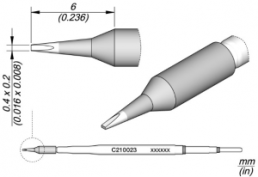 Soldering tip, Chisel shaped, Ø 0.2 mm, (W) 0.2 mm, C210023