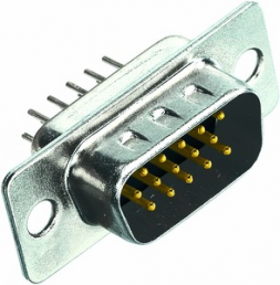 D-Sub plug, 15 pole, high density, equipped, straight, solder pin, 09561615700