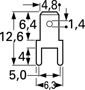Faston plug, 4.8 x 0.5 mm, L 12.6 mm, uninsulated, straight, 382505.68