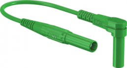Measuring lead with (4 mm plug, spring-loaded, straight) to (4 mm plug, spring-loaded, angled), 1.5 m, green, PVC, 1.0 mm², CAT III