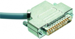 D-Sub connector housing, size: 2 (DA), angled 45°, cable Ø 4 to 10.2 mm, metal, silver, 09670150333