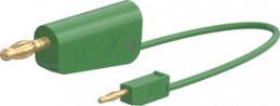 Measuring lead with (2 mm lamella plug, straight) to (4 mm lamella plug, straight), 0.07 m, green, PVC, 0.5 mm²
