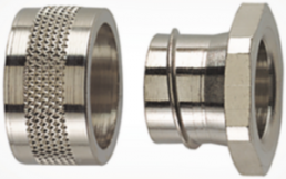 Entry socket, 16 mm, brass, nickel-plated, IP40, metal, (L) 20 mm
