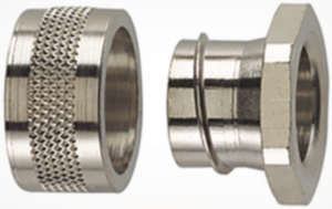 Entry socket, 10 mm, brass, nickel-plated, IP40, metal, (L) 15 mm