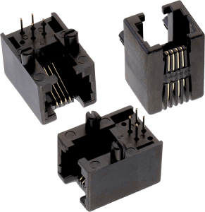 Socket, RJ11/RJ12/RJ14/RJ25, 6 pole, 6P6C, Cat 5, solder connection, through hole, 615006141121