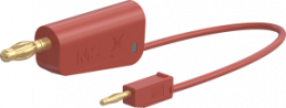 Measuring lead with (2 mm lamella plug, straight) to (4 mm lamella plug, straight), 0.07 m, red, PVC, 0.5 mm²