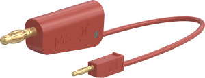 Measuring lead with (2 mm lamella plug, straight) to (4 mm lamella plug, straight), 0.15 m, red, PVC, 0.5 mm²
