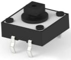 Short-stroke pushbutton, Form A (N/O), 50 mA/24 VDC, unlit , actuator (black, L 3.4 mm), 1.56 N, THT