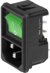 Plug C14, 3 pole, snap-in, plug-in connection, black, 4302.2142