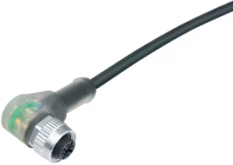 Sensor actuator cable, M12-cable socket, angled to open end, 3 pole, 2 m, PUR, black, 4 A, 77 3634 0000 50003-0200