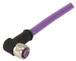 Sensor actuator cable, M12-cable socket, angled to open end, 4 pole, 1.5 m, PVC, purple, 21349100486015
