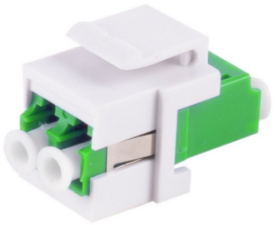 Fiber optic connector, LC duplex socket to LC duplex socket, OS1/OS2, singlemode, ceramic, green, BS08-10201