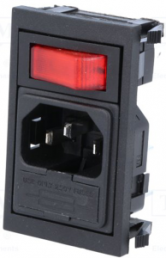 Plug C14, 3 pole, snap-in, plug-in connection, black, BZV01/Z0000/02