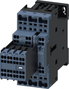 Power contactor, 3 pole, 38 A, 2 Form A (N/O) + 2 Form B (N/C), coil 220 VAC, spring connection, 3RT2028-2AN24