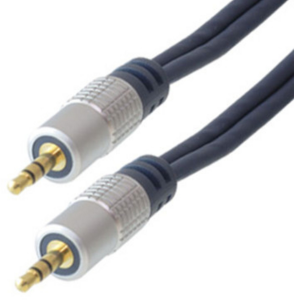 Audio connecting cable, 3.5 mm-stereo plug, straight to 3.5 mm-stereo plug, straight, 1,5 m, gold-plated, dark blue