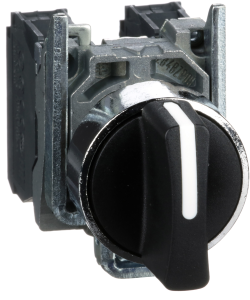 Selector switch, unlit, latching, waistband round, black, front ring silver, 3 x 45°, mounting Ø 22 mm, XB4BD33
