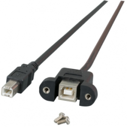 USB 2.0 Cable for front panel mounting, USB plug type B to USB panel socket type B, 3 m, black