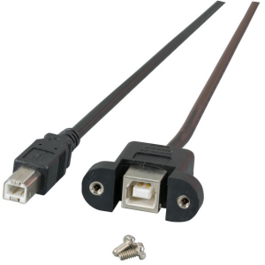 USB 2.0 Cable for front panel mounting, USB plug type B to USB panel socket type B, 1.8 m, black