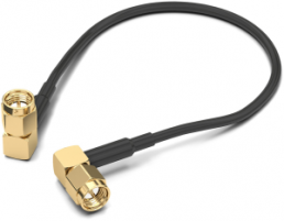 Coaxial cable, SMA plug (angled) to SMA plug (angled), 50 Ω, RG-174/U, grommet black, 304.8 mm, 65501510330501