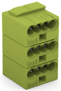 Socket terminal block, 3 pole, 0.5-1.0 mm², clamping points: 12, light green, clamp connection, 7 A