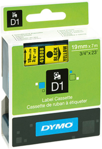 Labelling tape cartridge, 19 mm, tape yellow, font black, 7 m, S0720880