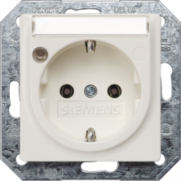 German schuko-style socket outlet with label field, white, 16 A/250 V, Germany, IP20, 5UB1560