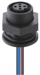 Sensor actuator cable, M12-flange socket, straight to open end, 4 pole, 0.5 m, PVC, black, 4 A, 1221 04 T16CW100 0,5M