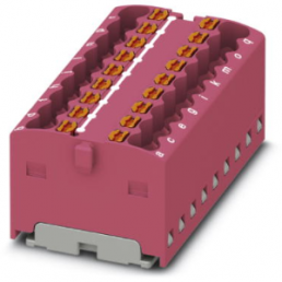 Distribution block, push-in connection, 0.14-2.5 mm², 18 pole, 17.5 A, 6 kV, pink, 3002902
