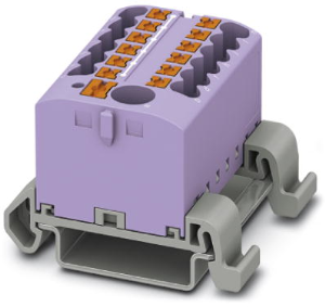 Distribution block, push-in connection, 0.14-4.0 mm², 13 pole, 24 A, 8 kV, purple, 3273236