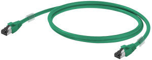 Patch cable, RJ45 plug, straight to RJ45 plug, straight, Cat 6A, S/FTP, LSZH, 0.2 m, green
